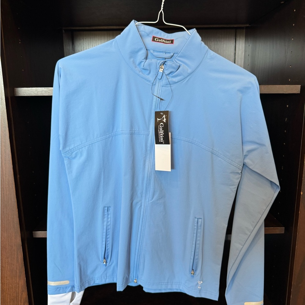 Blue High Collar Windbreaker with Slim Fit